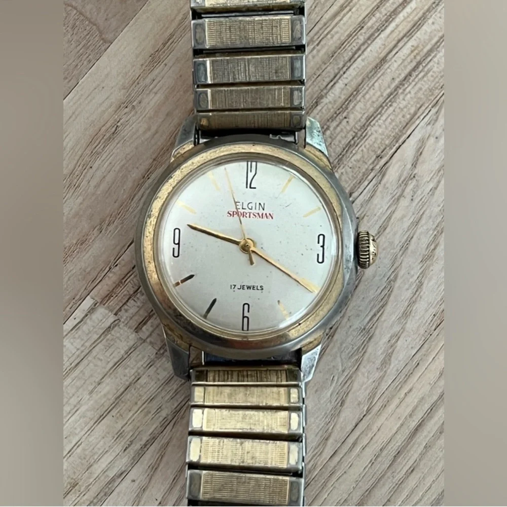 Elgin Sportsman Men's Watch Vintage 17 Jewels Mechanical Gold-Tone Case Dial